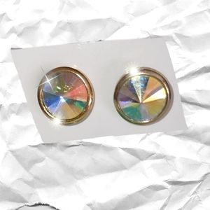 Rivoli Stone Bezel Set Stud Earrings